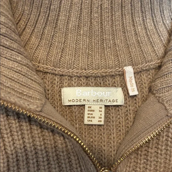 Barbour Brown and Pink Striped Turtleneck Sweater - Picture 3 of 6